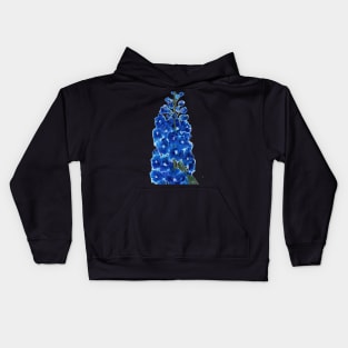 Blue Delphinium flower in collage Kids Hoodie